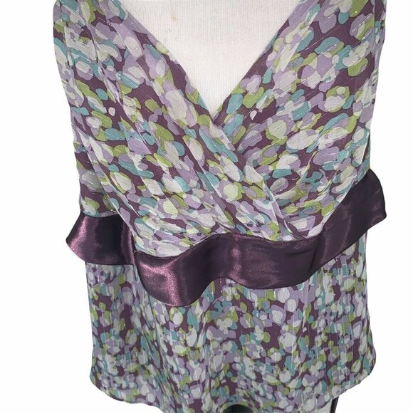 Lane Bryant Women's 22 Sleeveless Top Shimmer Sash Floral Print - Picture 2 of 6